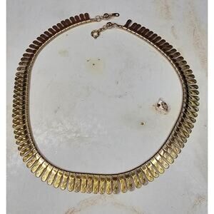 GORGEOUS Vintage Gold Tone Cleopatra Collar Necklace 16"L